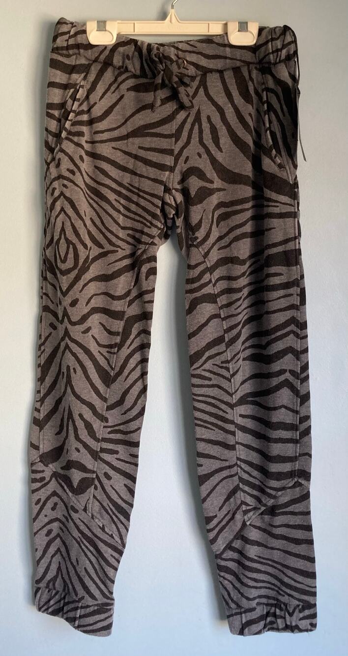 Animal Print Lounge Jogger Pants Zebra Gray and Black XS Chaser